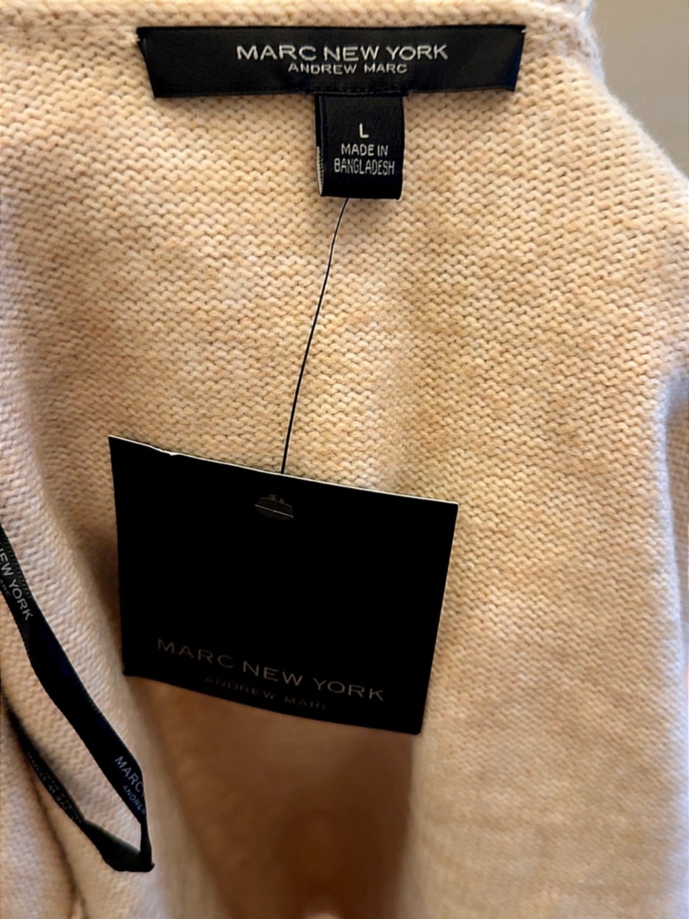 Marc New York Beige Knit Button-Front Jacket with Ribbed Collar - Picture 9 of 9